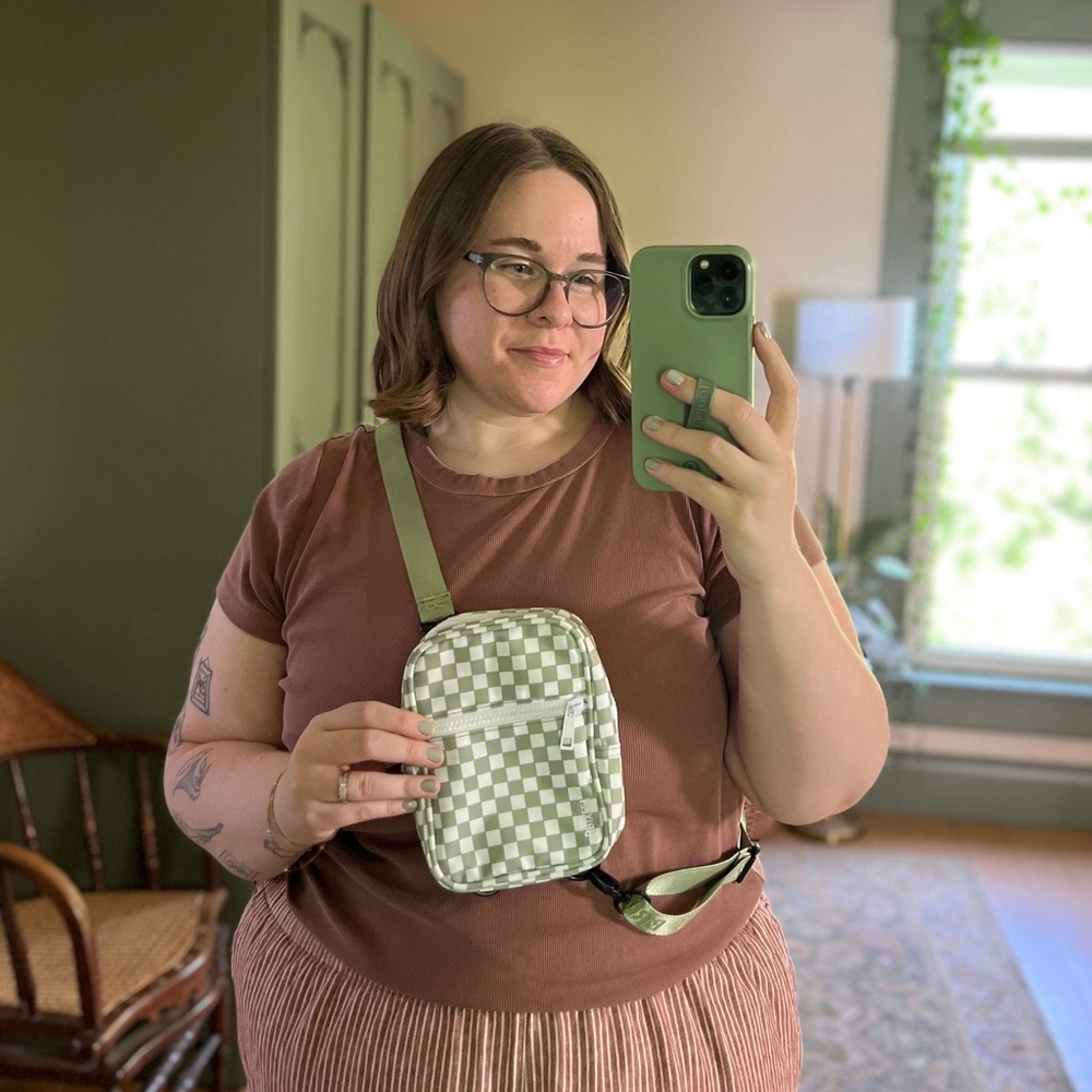 Brixley Crossbody Sling Green Checker